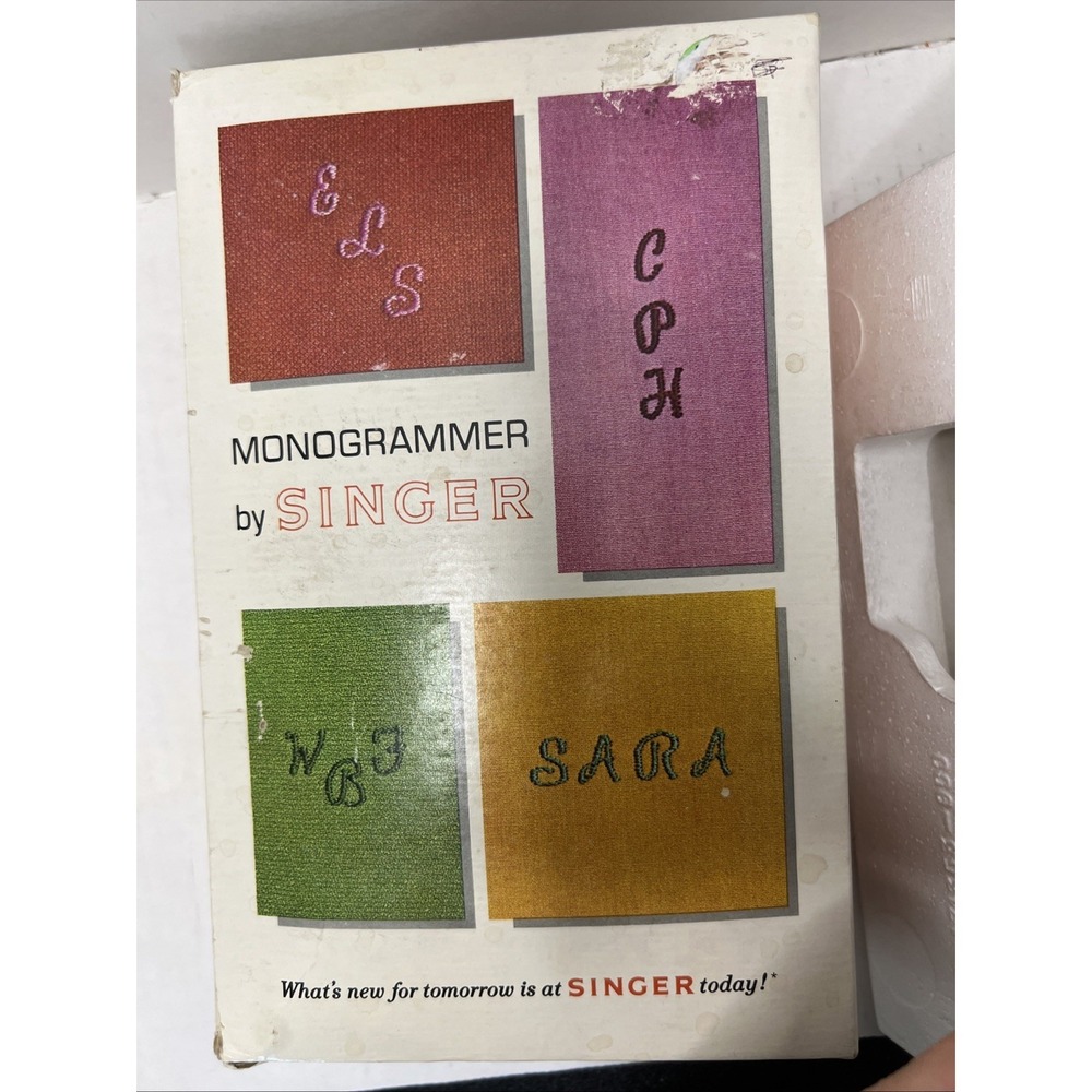 Vintage monogrammer Singer Sewing machine attachment personalize craft